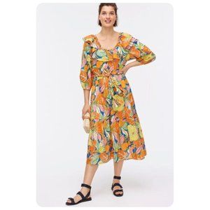 J. Crew Multicolor Tropical Floral Midi Dress sz S